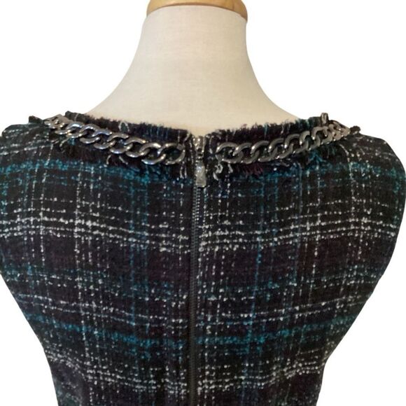 Laundry by Shelli Segal Plaid Chanel Style Dress Size 8 Chain Fringe Detail - Picture 3 of 16